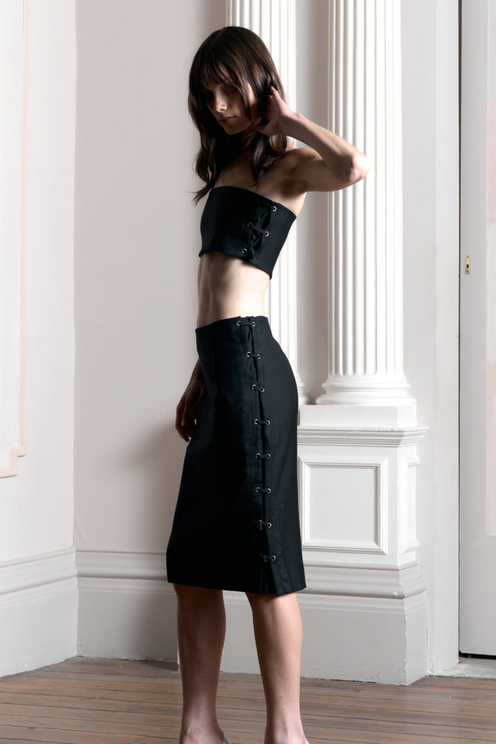 Yves Saint Laurent Black Bandeau Top and Skirt Set by Tom Ford (AW 2001)
