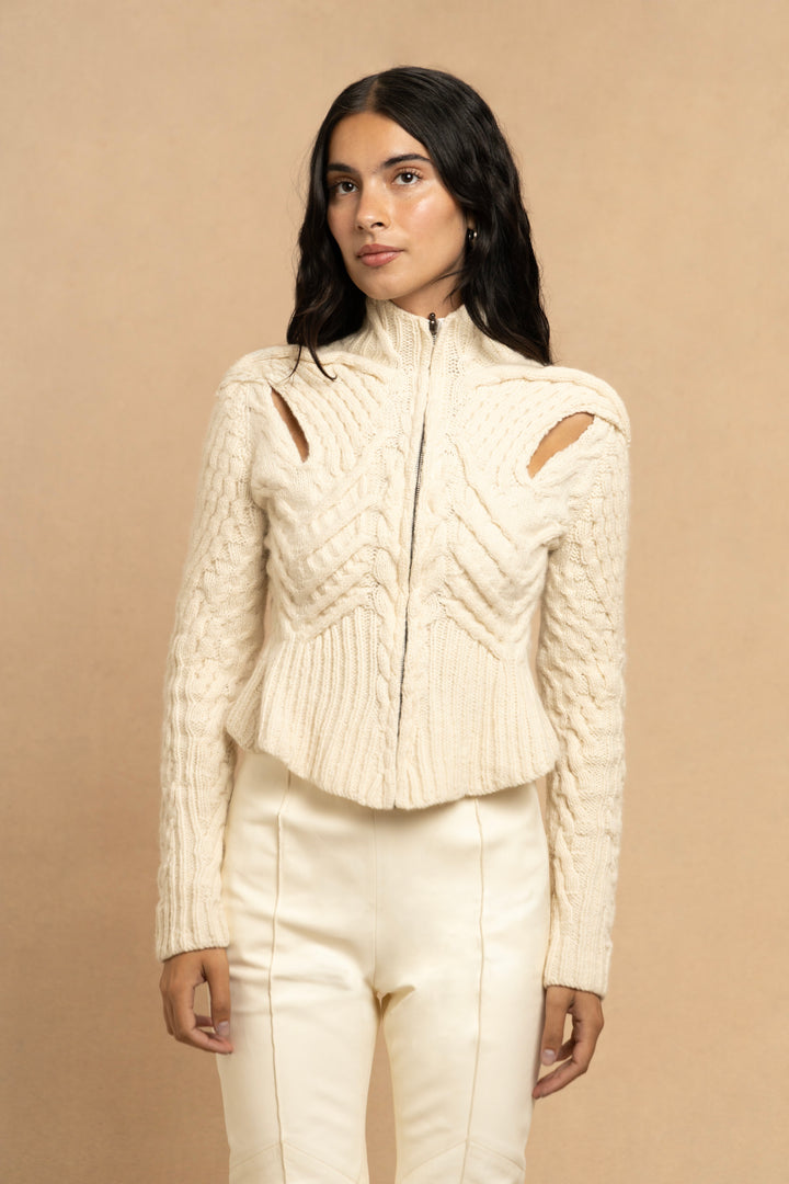 John Galliano Cream Anatomical Knit Jacket (AW 1990)