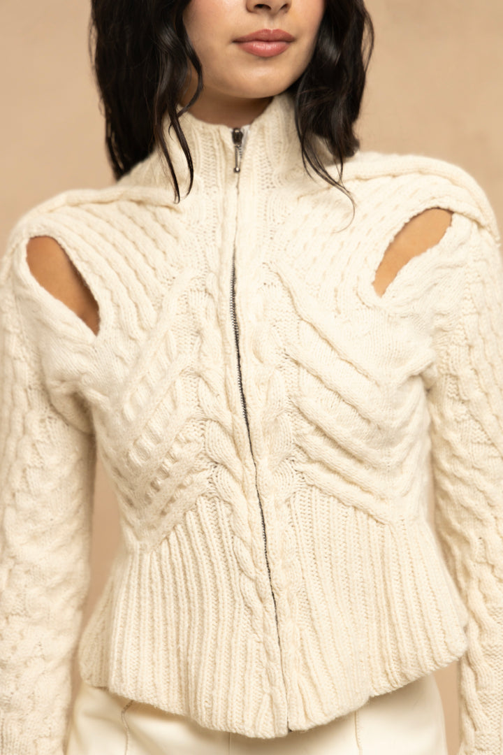 John Galliano Cream Anatomical Knit Jacket (AW 1990)