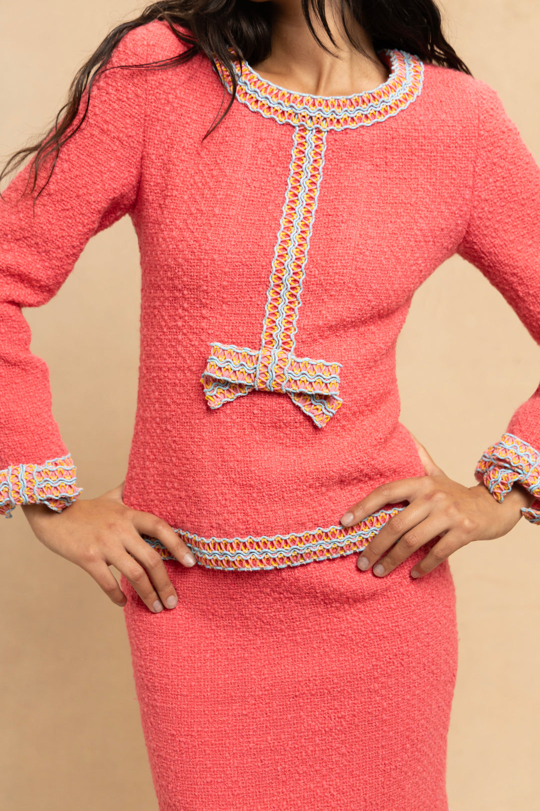 Chanel Pink Tweed Scoubidou Trim Skirt Suit by Karl Lagerfeld (SS 1994)