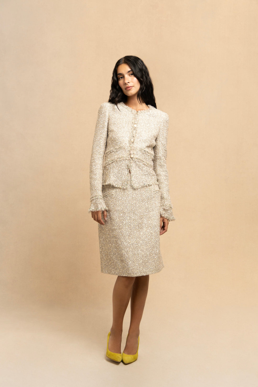 Chanel Metallic Pastel Fantasy Tweed Skirt Suit by Karl Lagerfeld (SS 2005)