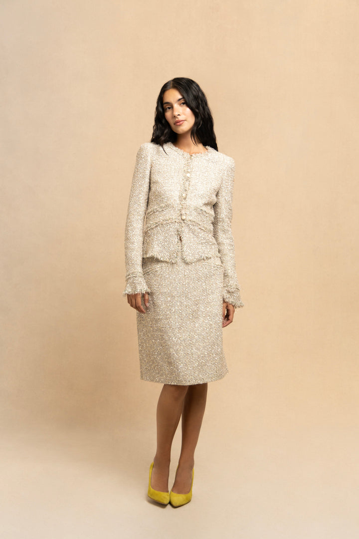 Chanel Metallic Pastel Fantasy Tweed Skirt Suit by Karl Lagerfeld (SS 2005)