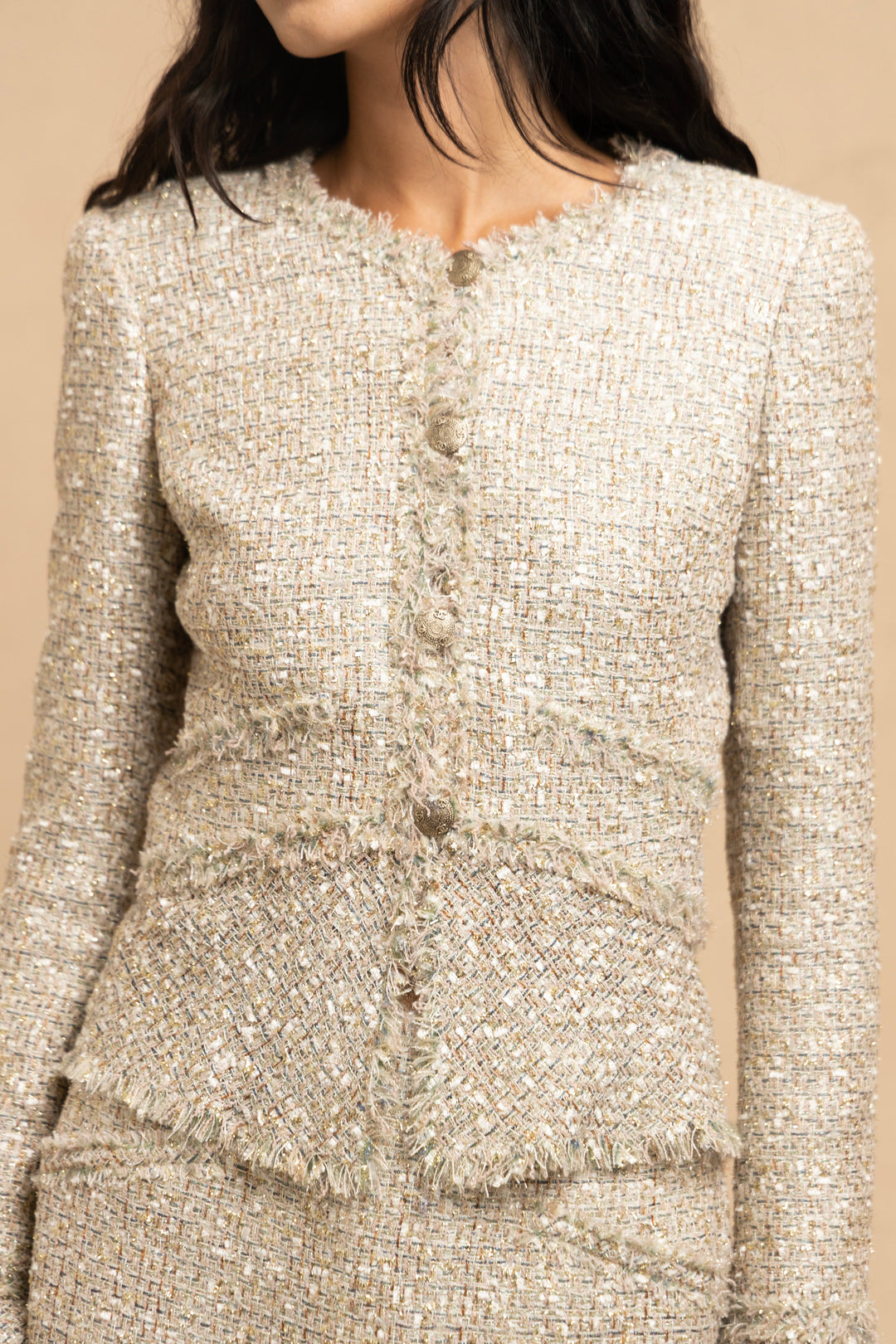 Chanel Metallic Pastel Fantasy Tweed Skirt Suit by Karl Lagerfeld (SS 2005)