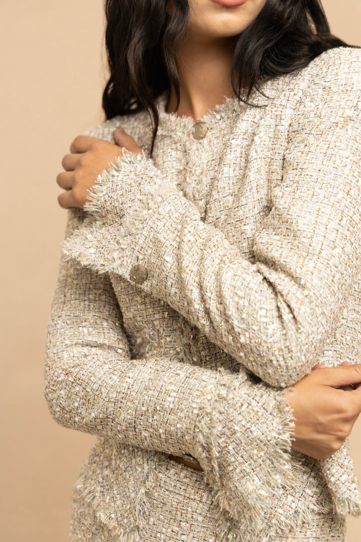 Chanel Metallic Pastel Fantasy Tweed Skirt Suit by Karl Lagerfeld (SS 2005)