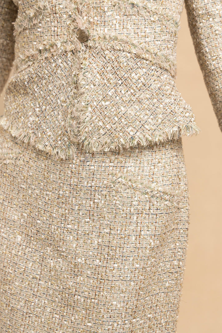 Chanel Metallic Pastel Fantasy Tweed Skirt Suit by Karl Lagerfeld (SS 2005)