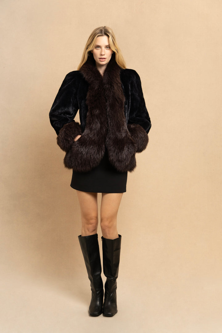 Yves Saint Laurent Black Mink and Fox Fur Jacket (c. 1980s)