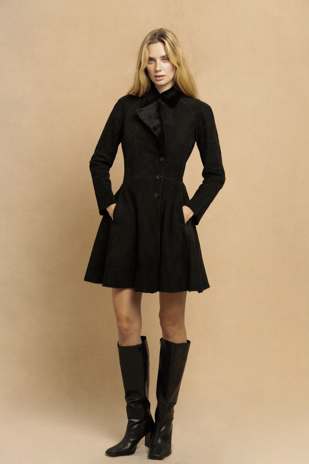 Alaïa Black Suede Flared Coat (c. 2000s)