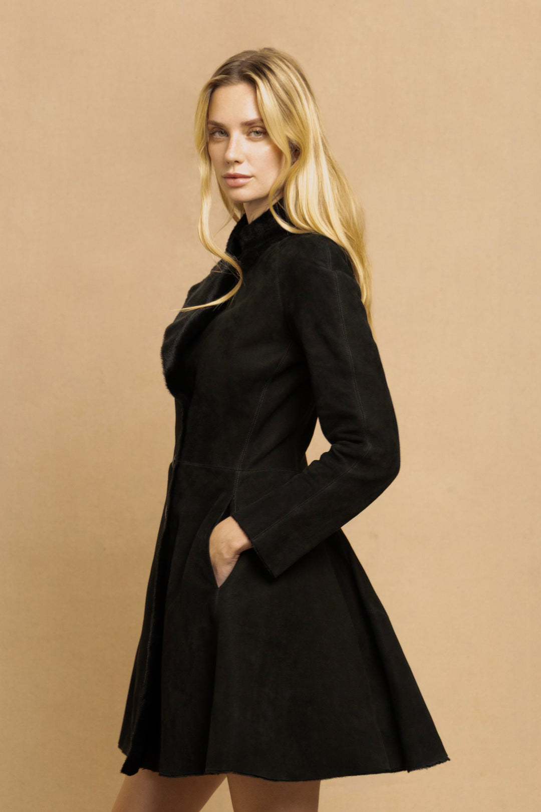 Alaïa Black Suede Flared Coat (c. 2000s)