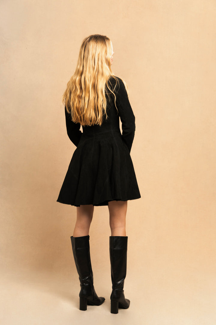 Alaïa Black Suede Flared Coat (c. 2000s)