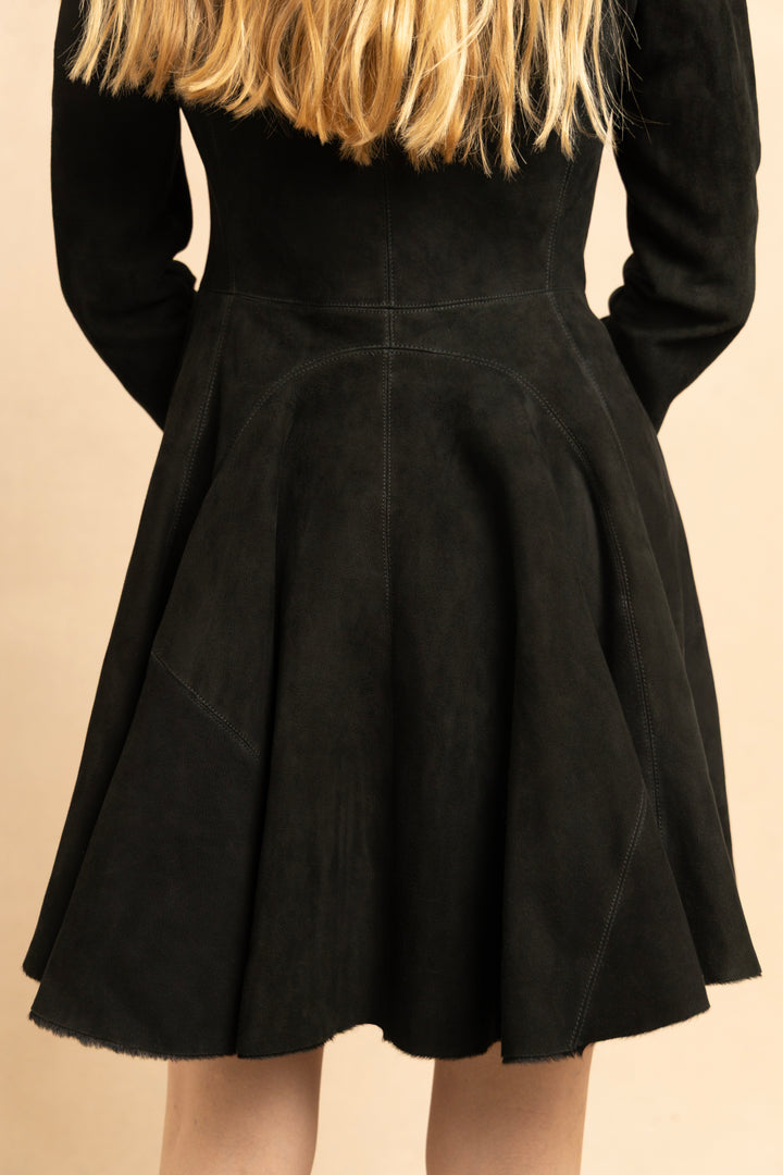 Alaïa Black Suede Flared Coat (c. 2000s)