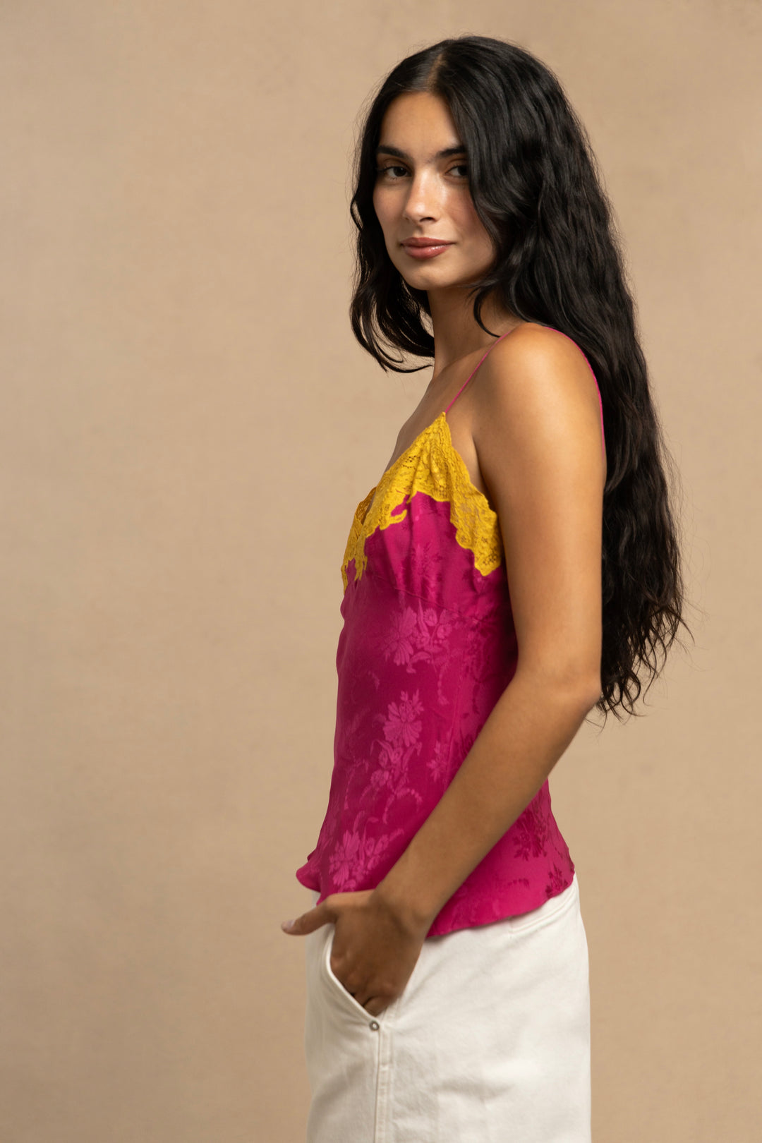 Christian Dior Fuchsia Jacquard Lace Camisole by John Galliano (AW 1998)