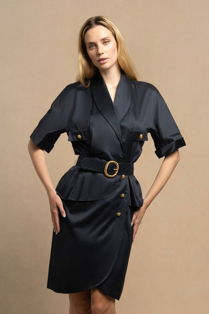 Chanel Navy Cotton Poplin Dress by Karl Lagerfeld (AW 1988)