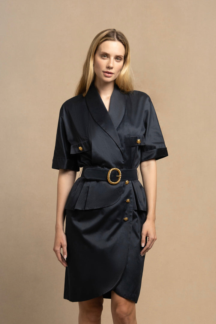 Chanel Navy Cotton Poplin Dress by Karl Lagerfeld (AW 1988)