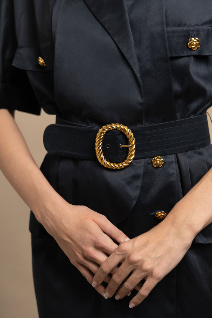 Chanel Navy Cotton Poplin Dress by Karl Lagerfeld (AW 1988)