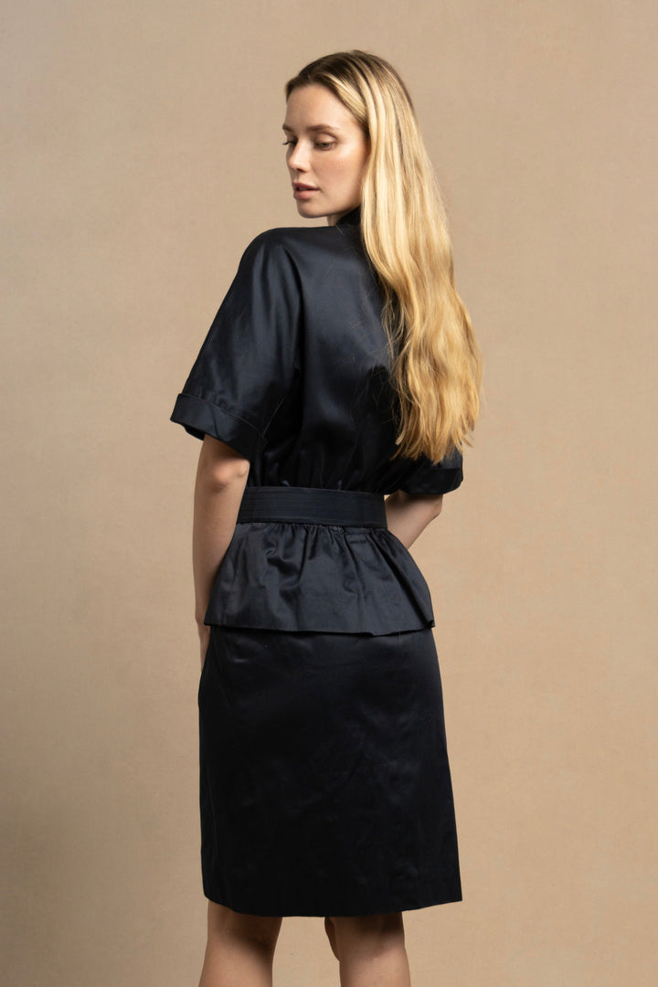 Chanel Navy Cotton Poplin Dress by Karl Lagerfeld (AW 1988)