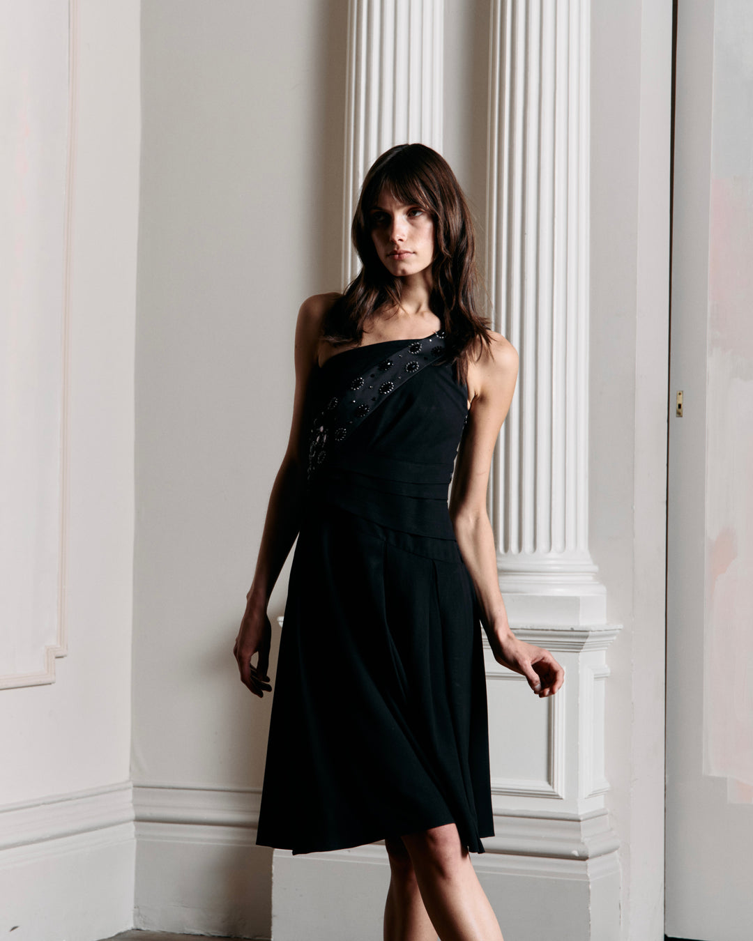 Christian Dior Black Crepe One Shoulder Dress by John Galliano (AW 2007)
