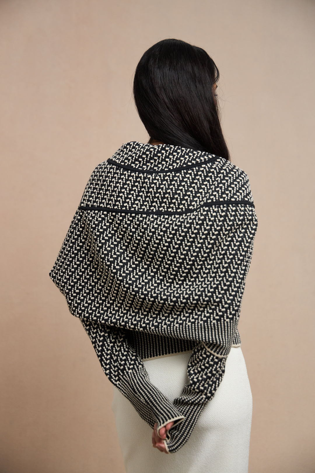 John Galliano Black and Ivory Knit Jacket with Shawl Collar (AW 1999)
