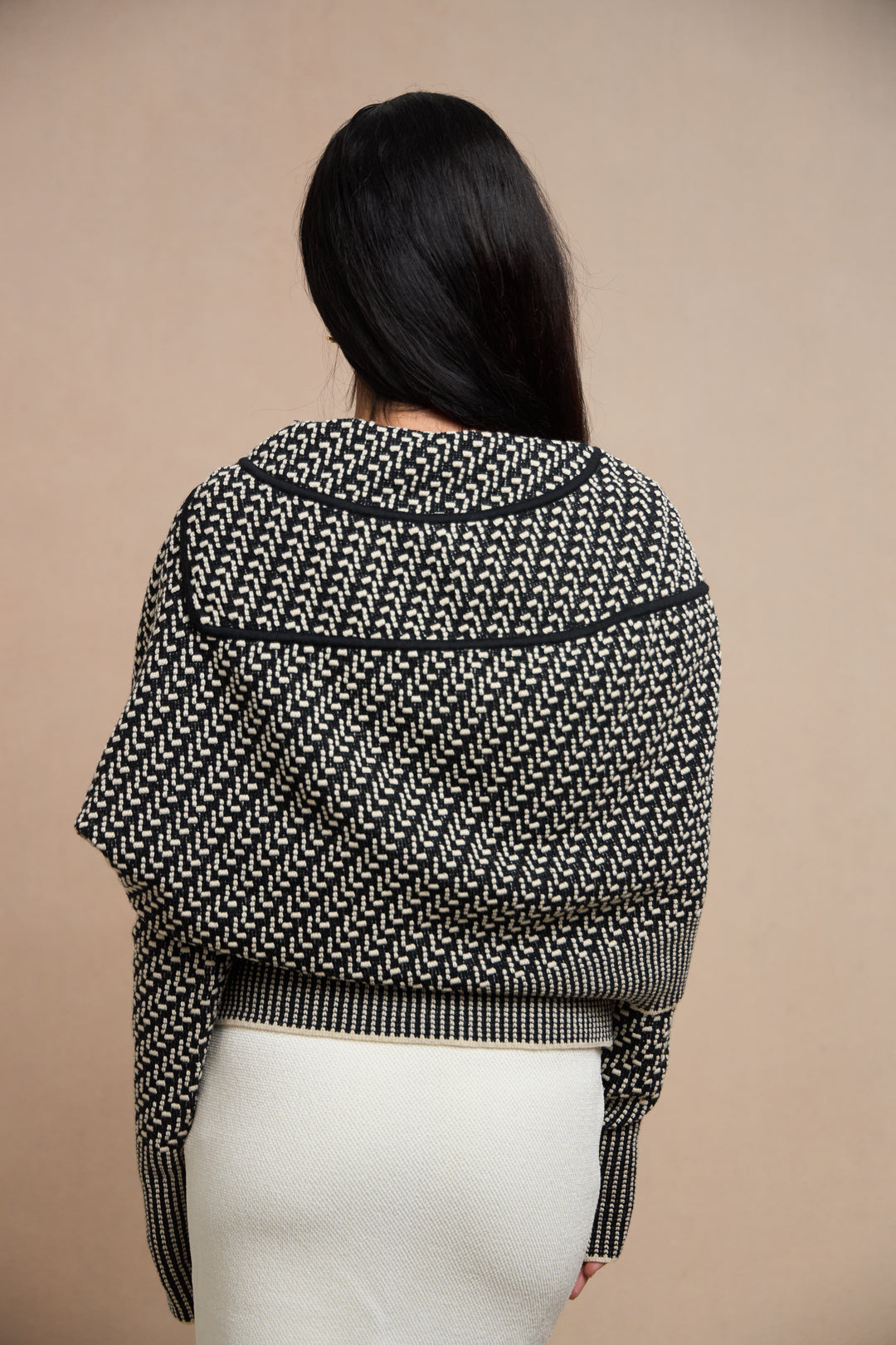 John Galliano Black and Ivory Knit Jacket with Shawl Collar (AW 1999)