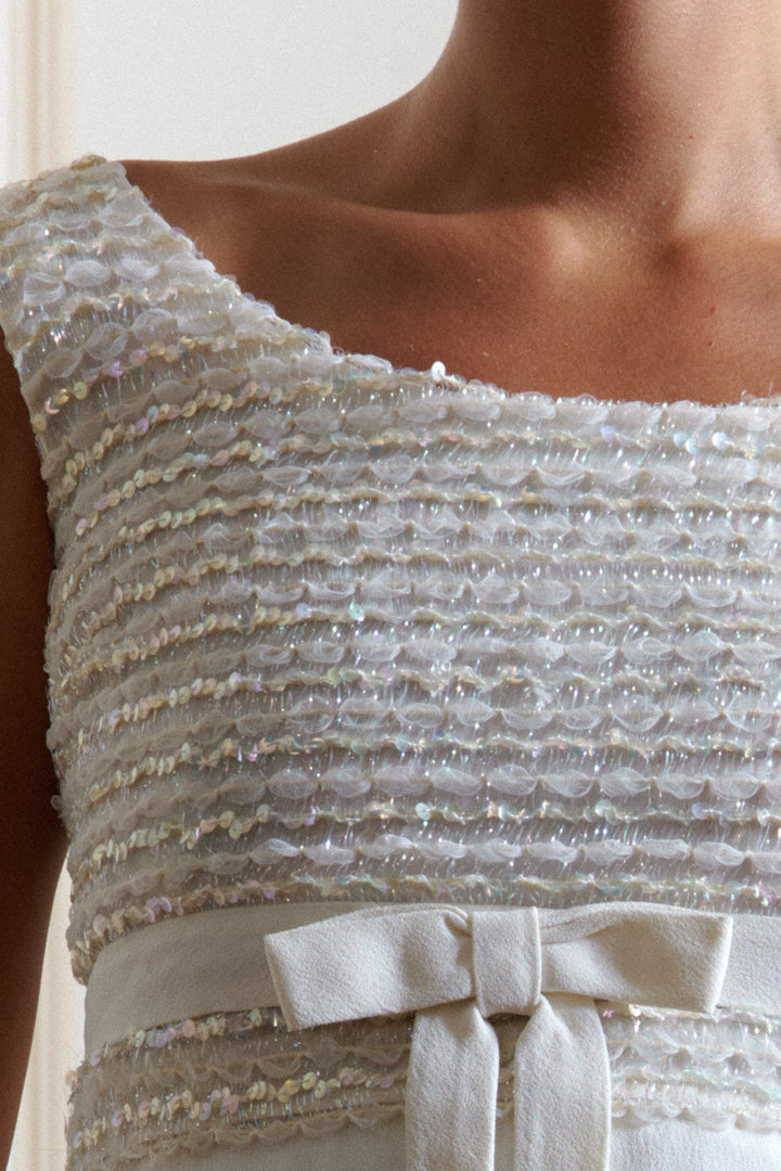 Jacques Esterel Haute Couture White Sequin Cocktail Dress (c. 1968)