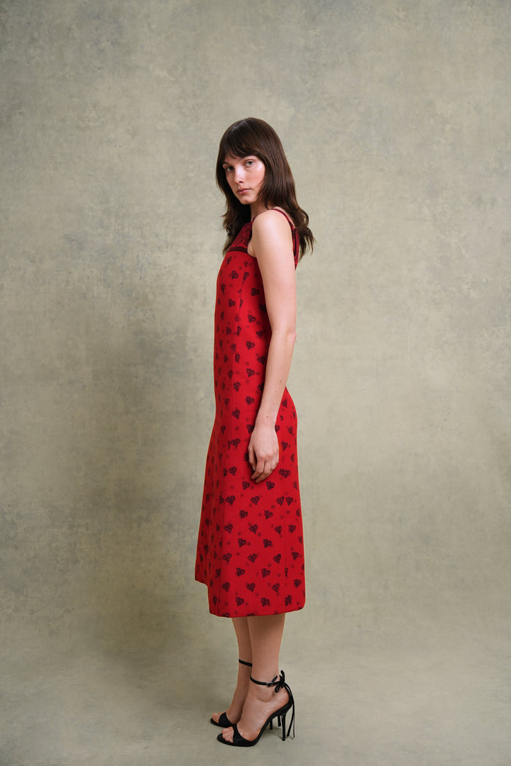 Jean Patou Red Wool Dress and Coat Ensemble by Michel Goma (1970s)