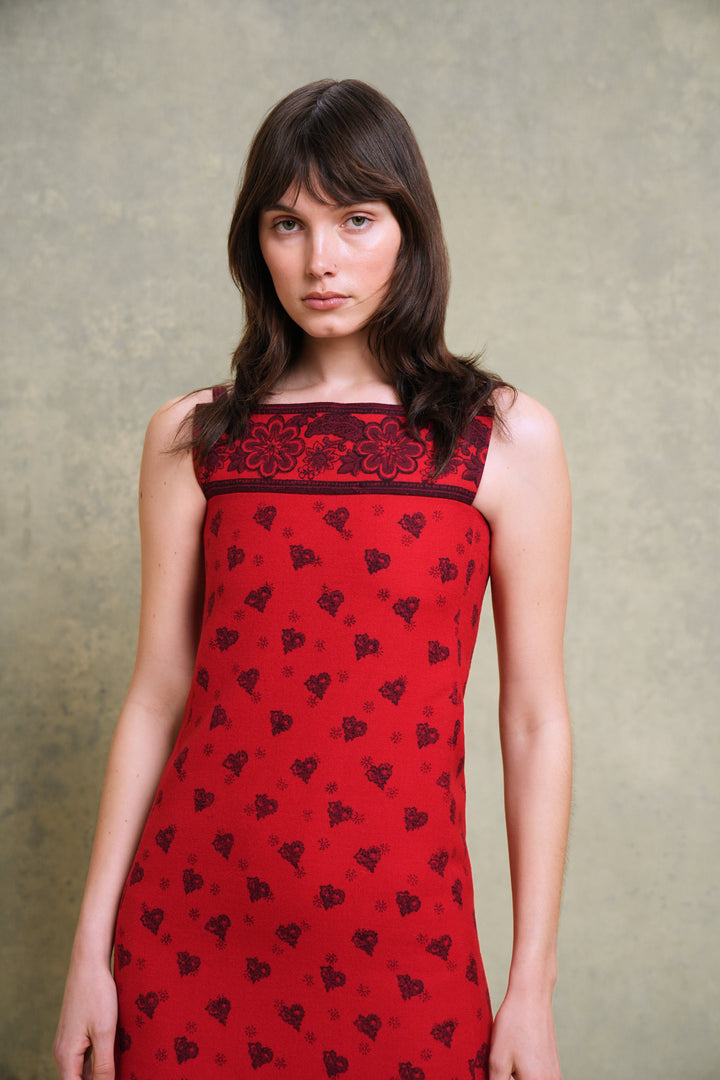 Jean Patou Red Wool Dress and Coat Ensemble by Michel Goma (1970s)