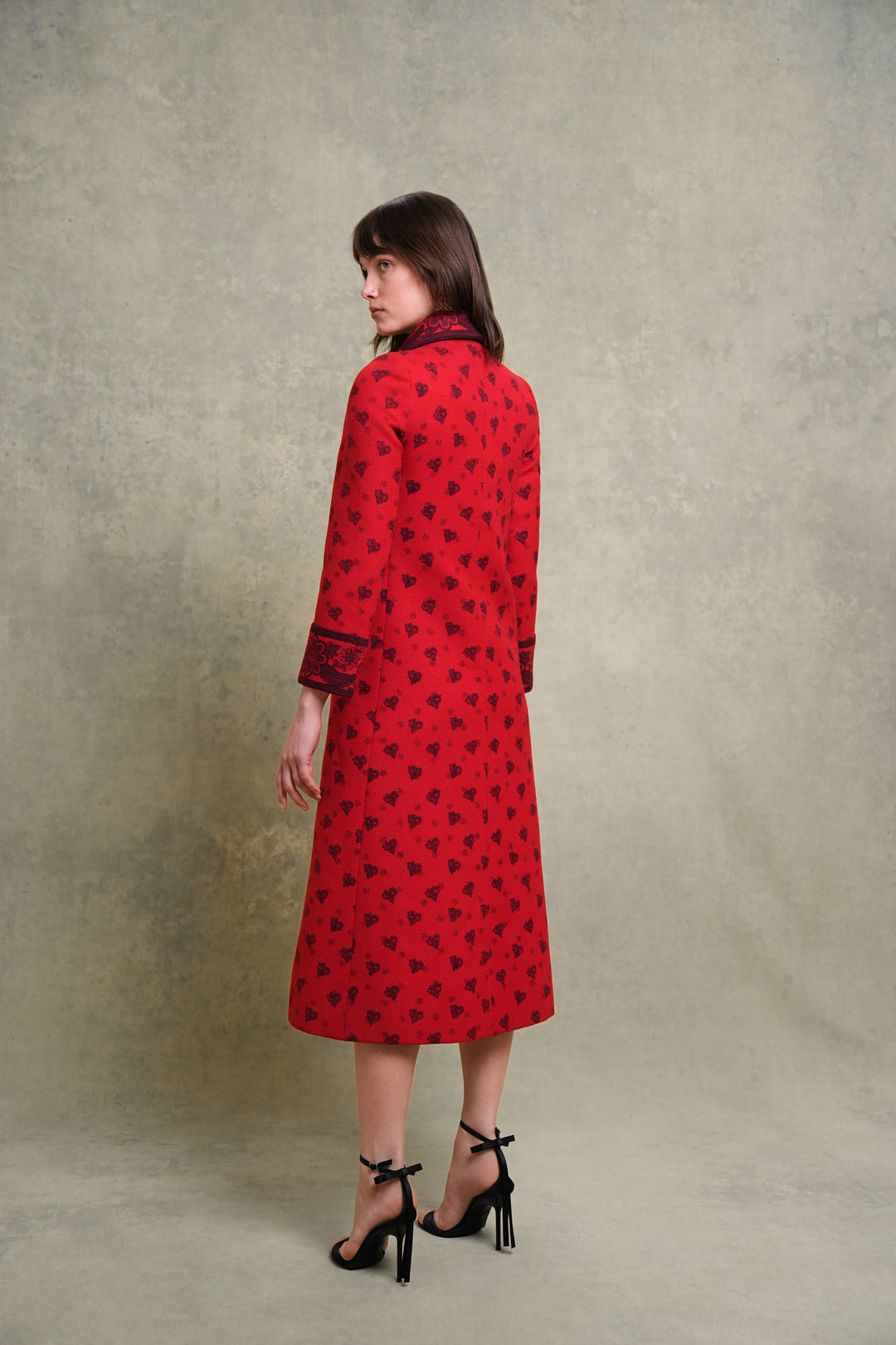Jean Patou Red Wool Dress and Coat Ensemble by Michel Goma (1970s)