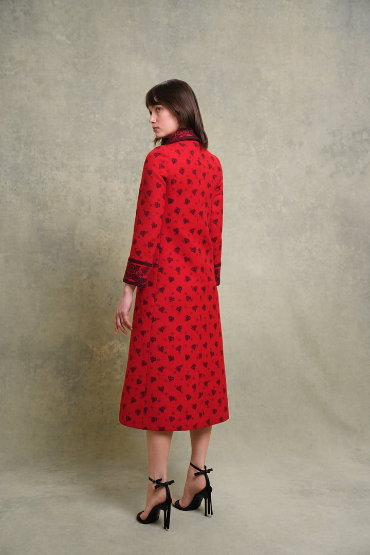 Jean Patou Red Wool Dress and Coat Ensemble by Michel Goma (1970s)