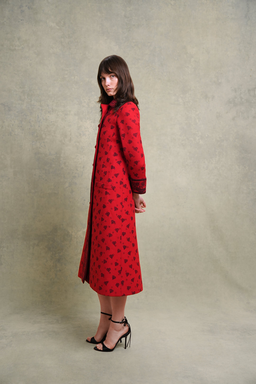 Jean Patou Red Wool Dress and Coat Ensemble by Michel Goma (1970s)