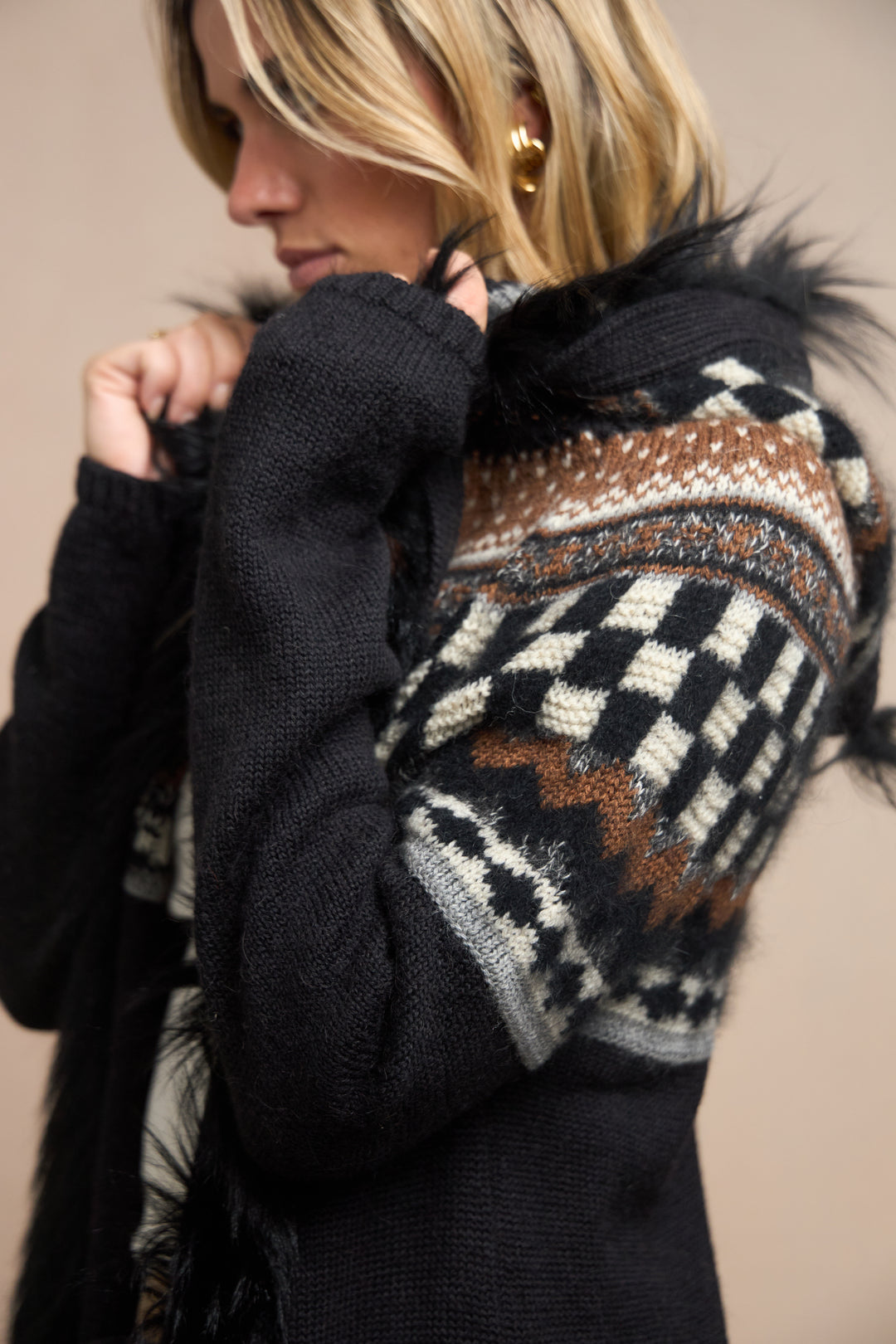 Jean Paul Gaultier Fair Isle Alpaca Hooded Cardigan (AW 1998)
