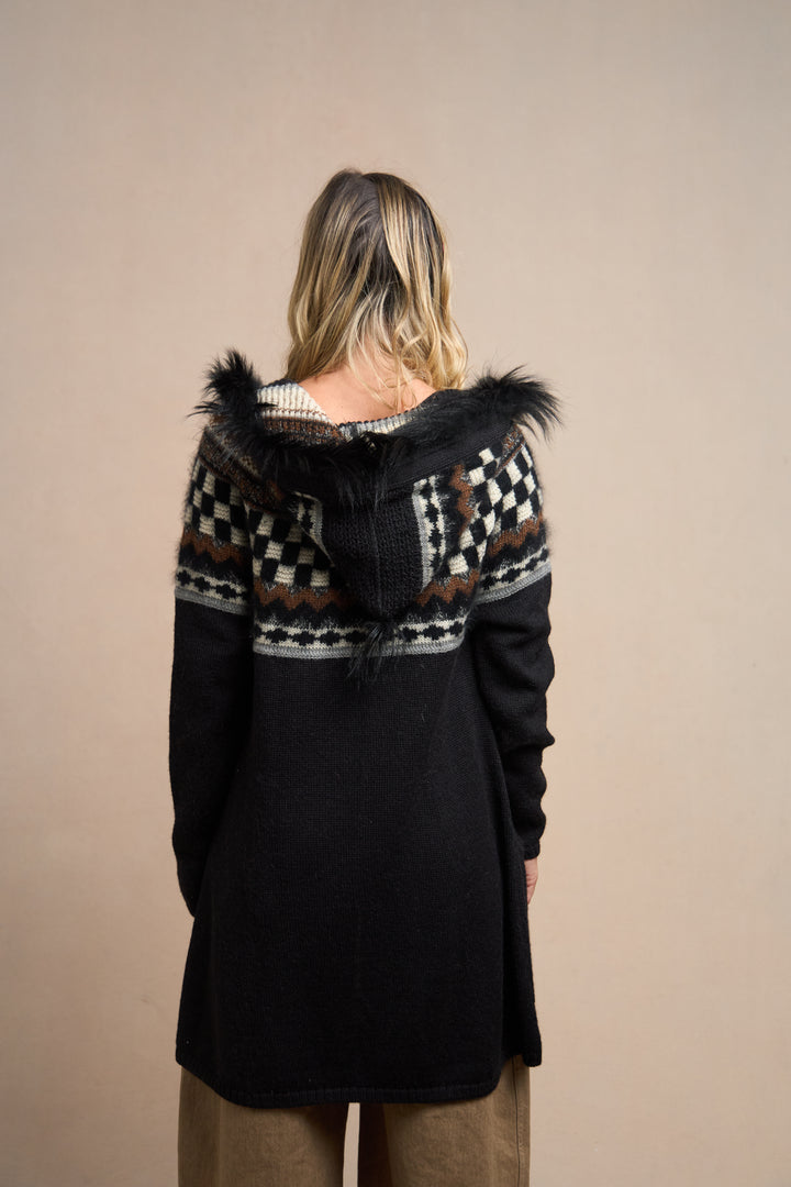 Jean Paul Gaultier Fair Isle Alpaca Hooded Cardigan (AW 1998)