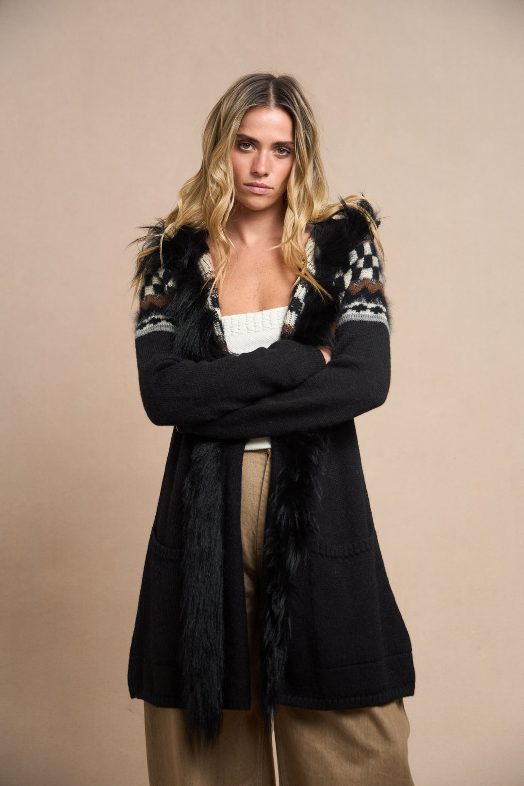 Jean Paul Gaultier Fair Isle Alpaca Hooded Cardigan (AW 1998)
