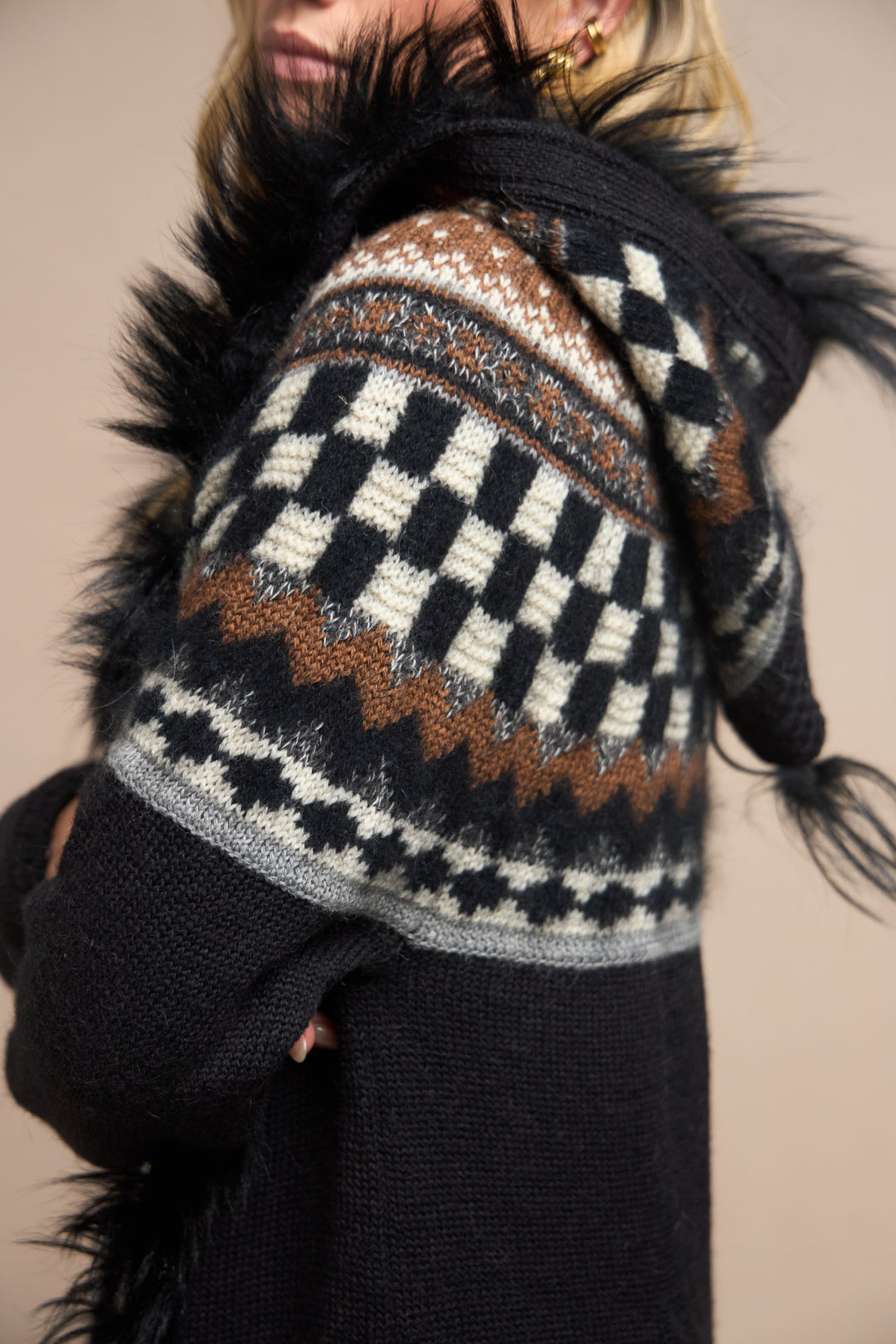 Jean Paul Gaultier Fair Isle Alpaca Hooded Cardigan (AW 1998)