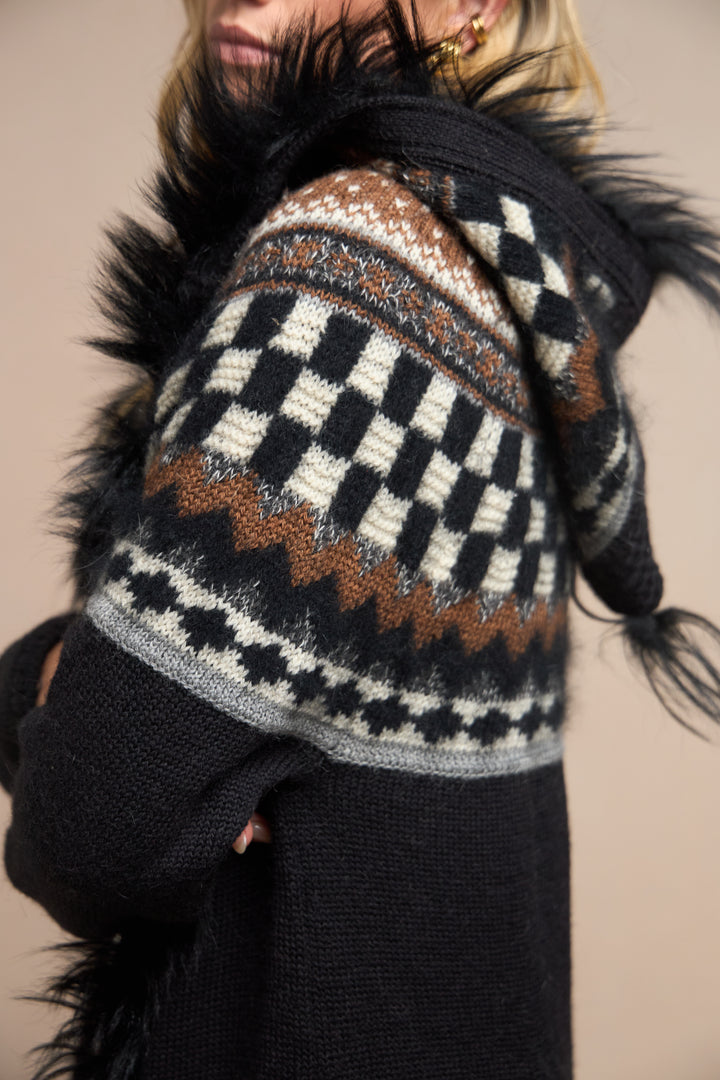 Jean Paul Gaultier Fair Isle Alpaca Hooded Cardigan (AW 1998)