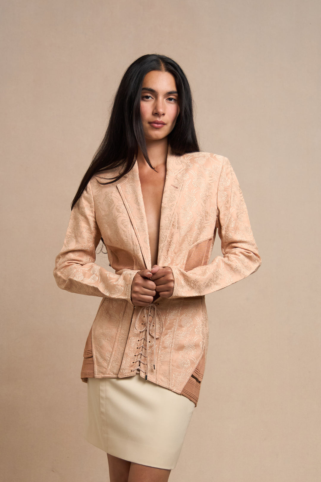 Jean Paul Gaultier Blush Embroidered Corset Jacket (SS 2004)