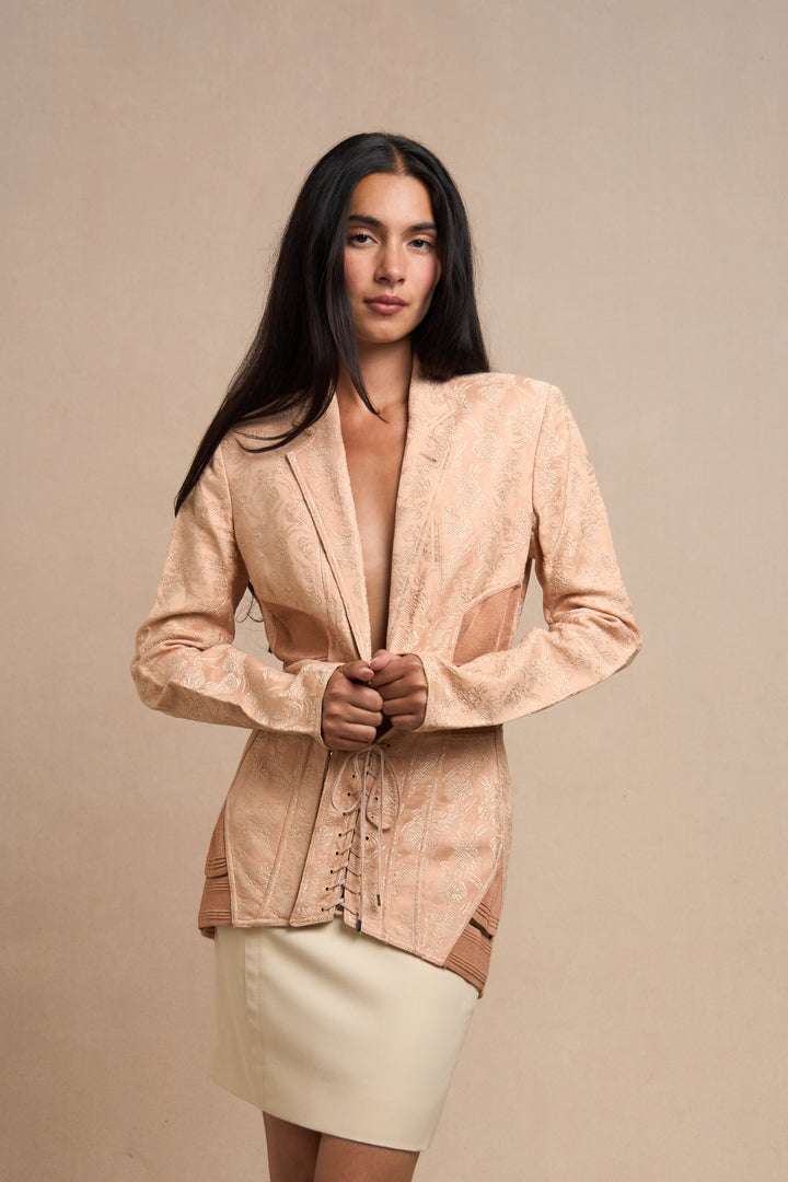 Jean Paul Gaultier Blush Embroidered Corset Jacket (SS 2004)