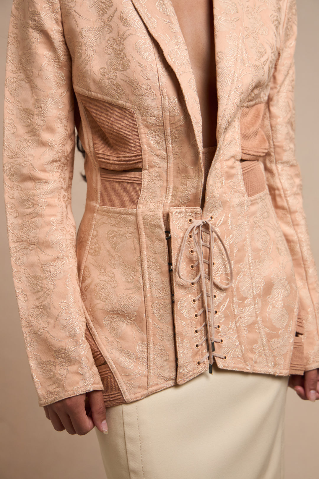 Jean Paul Gaultier Blush Embroidered Corset Jacket (SS 2004)