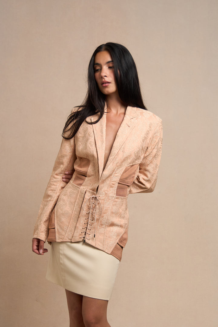 Jean Paul Gaultier Blush Embroidered Corset Jacket (SS 2004)