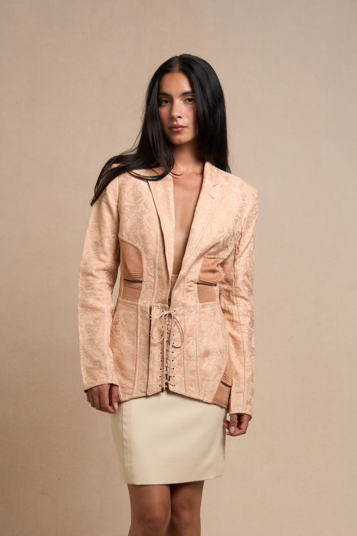 Jean Paul Gaultier Blush Embroidered Corset Jacket (SS 2004)