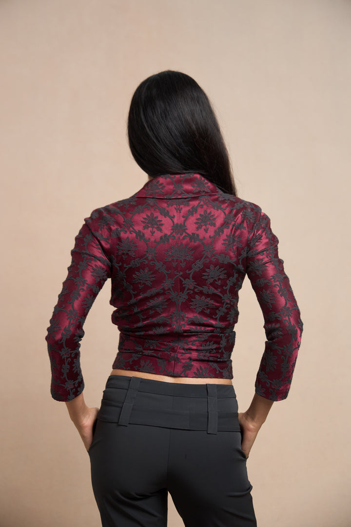 John Galliano Burgundy Satin Jacquard Jacket (SS 1999)