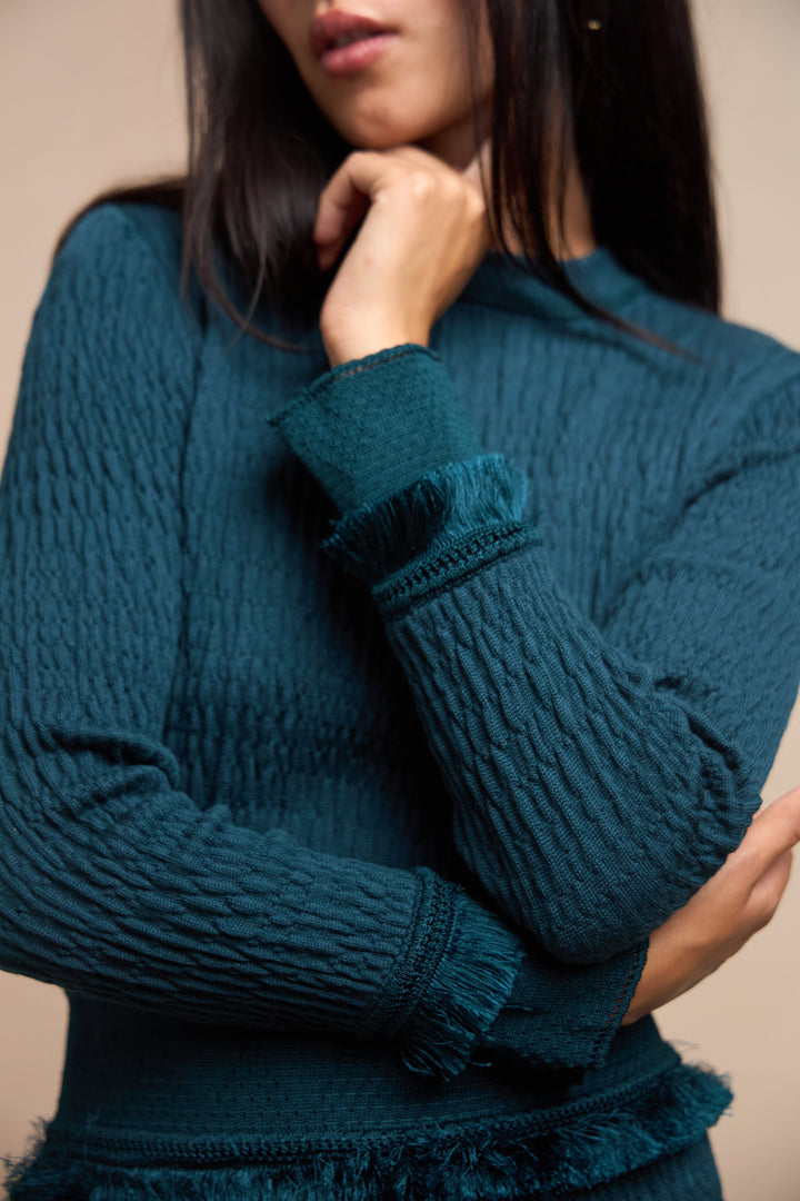 John Galliano Teal Knit Dress, Unlabelled (c. 1990s)