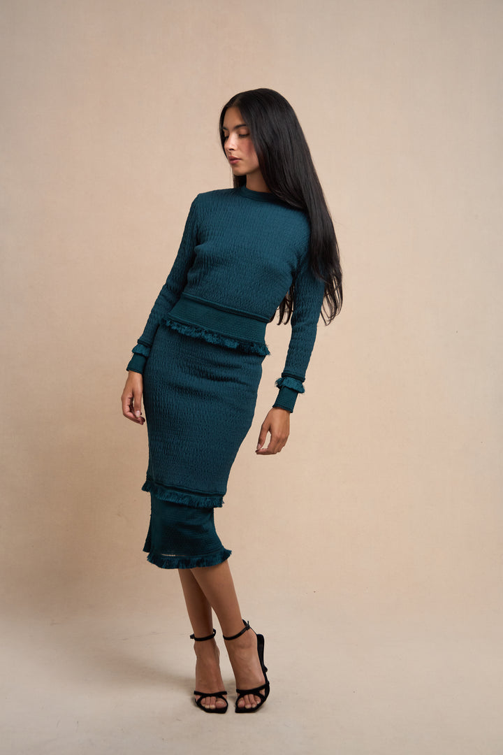 John Galliano Teal Knit Dress, Unlabelled (c. 1990s)
