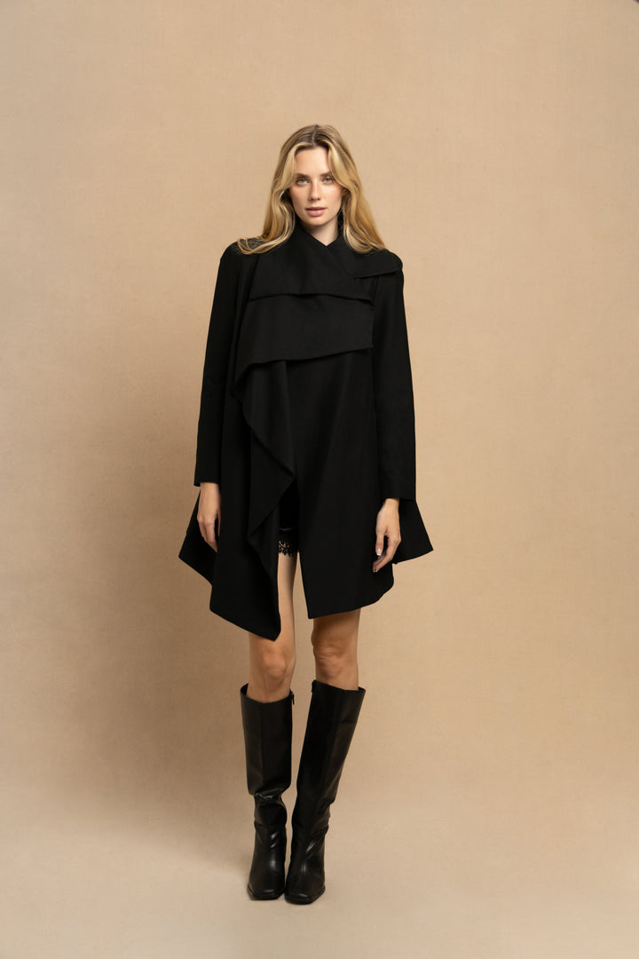 McQ Alexander McQueen Black Asymmetric Draped Coat (SS 2010)