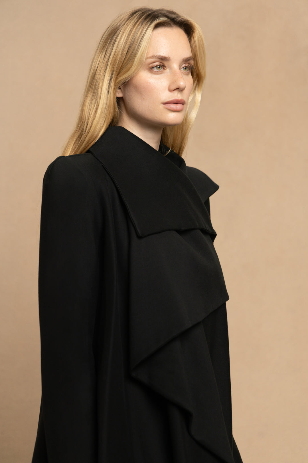 McQ Alexander McQueen Black Asymmetric Draped Coat (SS 2010)