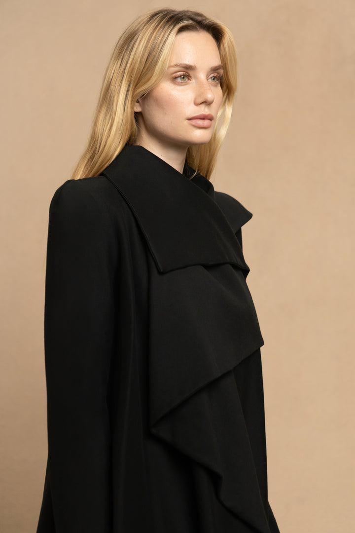 McQ Alexander McQueen Black Asymmetric Draped Coat (SS 2010)