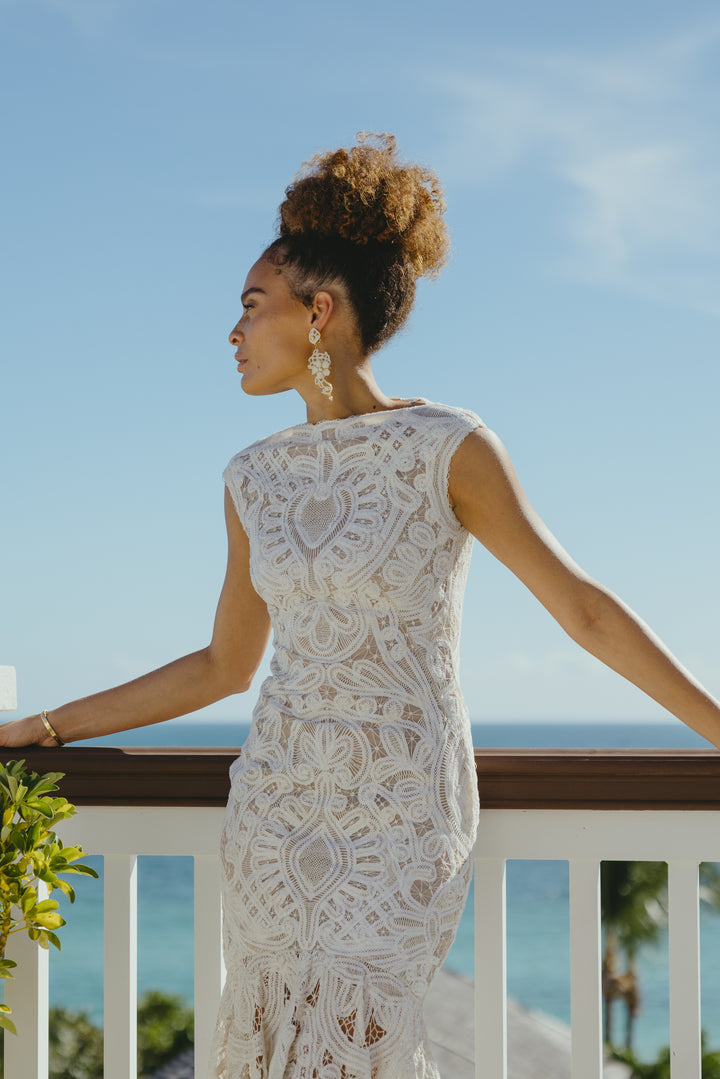 Alexander McQueen Cream Crochet Lace Dress by Sarah Burton (Resort 2012)