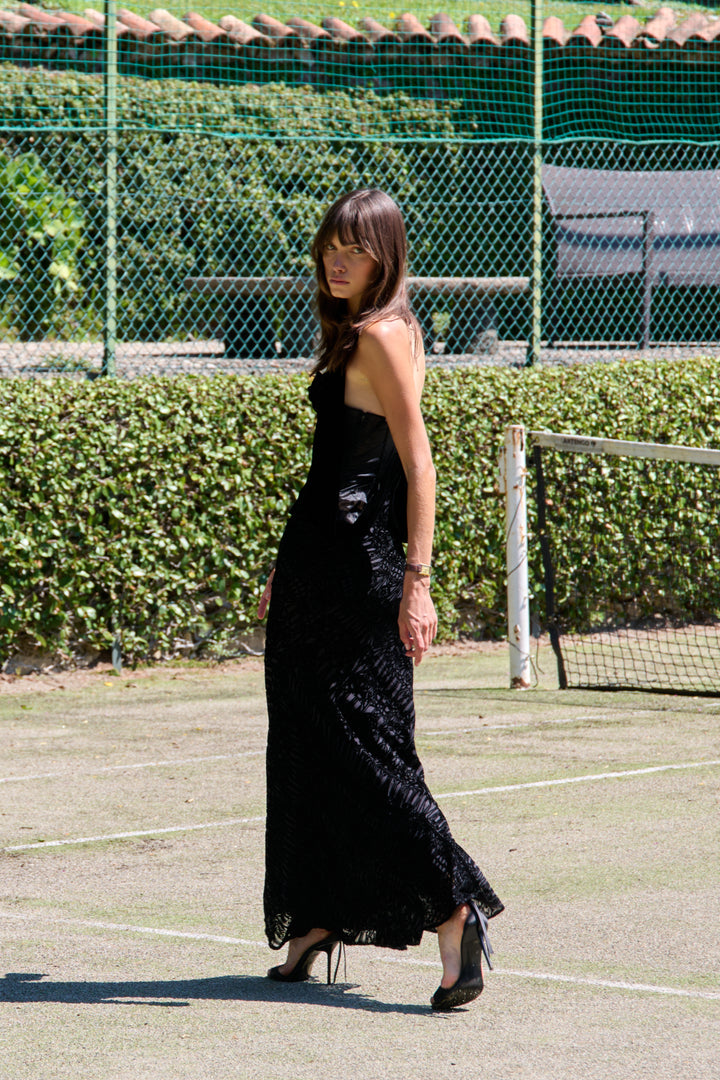 Alexander McQueen Black Devoré Velvet Evening Gown (c. 2004)