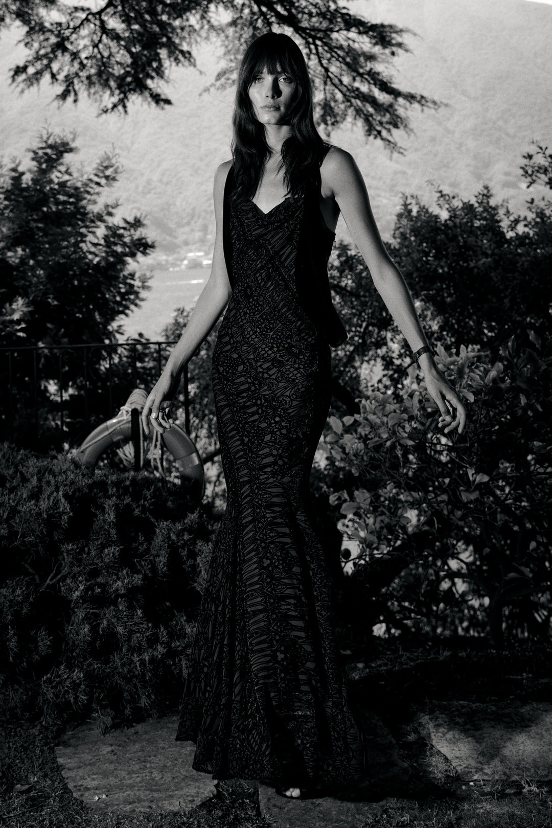 Alexander McQueen Black Devoré Velvet Evening Gown (c. 2004)