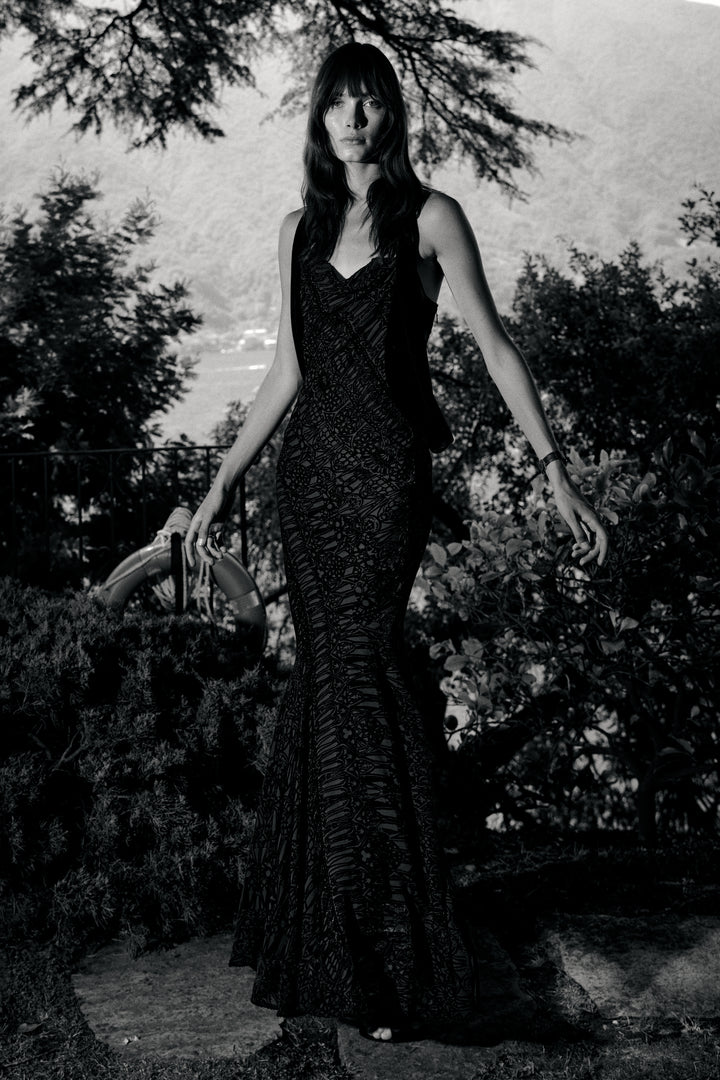 Alexander McQueen Black Devoré Velvet Evening Gown (c. 2004)