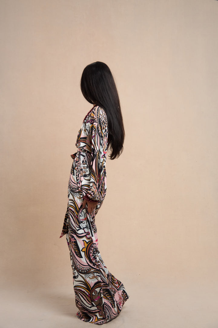 Emilio Pucci Grasshopper Print Beaded Jersey Gown (c. 2010s)