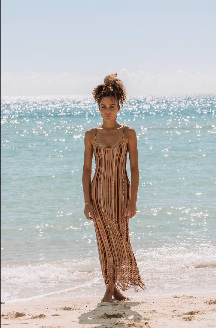 Christian Dior Multicolour Stripe Knit Maxi Dress by John Galliano (SS 2002)